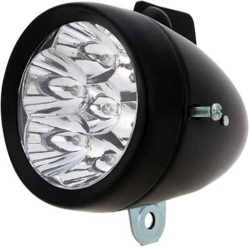 Vista 2 de Luz delantera de bicicleta vintage retro 7 LED con soporte