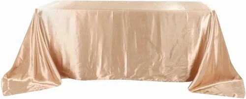 Vista 10 de BalsaCircle Mantel rectangular de satén beige de 90 x 132 pulgadas para mesa de boda, fiesta, recepción, eventos, cocina y comedor