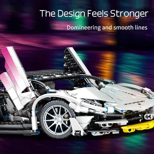 Vista 4 de Mesiondy - Juego de bloques de construcción de coches deportivos para niños o adultos, kit de 1:14 MOC, modelo de coche de carreras, coches