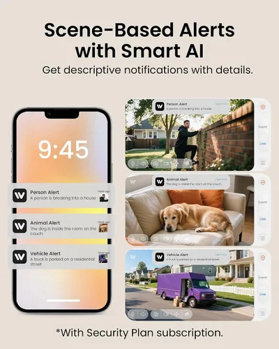 Vista 3 de Anlapus 2 cámaras de seguridad WiFi C281 3MP 2K para exteriores, cámara de seguridad con cable Pan/Tilt de 360°, detección AI, pista automática