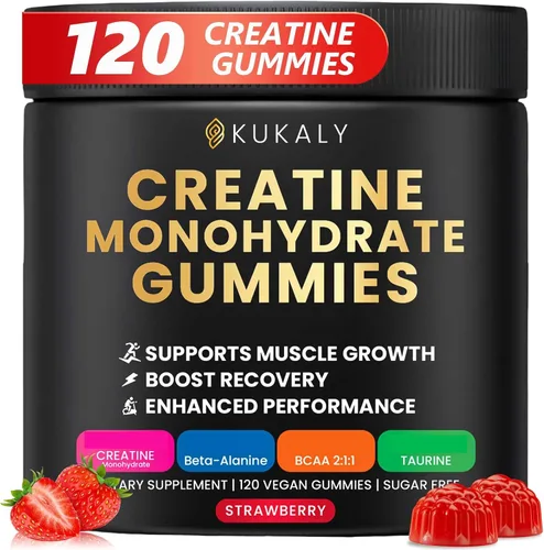 Vista 16 de kukaly Gomitas de monohidrato de creatina para hombres y mujeres, gomitas de creatina sin azúcar, sabor mezclado con L-taurina, BCAA 2:1, B12 B6