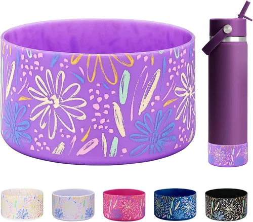 Vista 12 de WK IEASON Base protectora de silicona para botellas Hydro Flask de 12 a 24 onzas de ancho y boca estándar, funda antideslizante para accesorios de 2