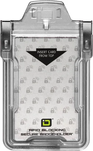 Vista 24 de Identity Stronghold - Soporte seguro para tarjetas RFID para 1 tarjeta, soporte para tarjetas de identificación de plástico duro resistente