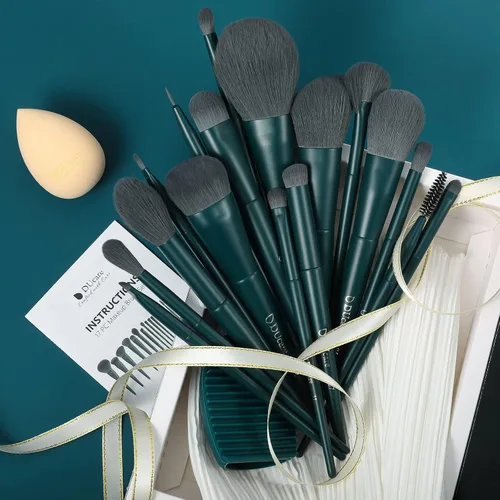 Vista 2 de DUcare Juego de brochas de maquillaje 17 piezas con alfombrilla de limpieza y esponja de maquillaje+peine de pestañas