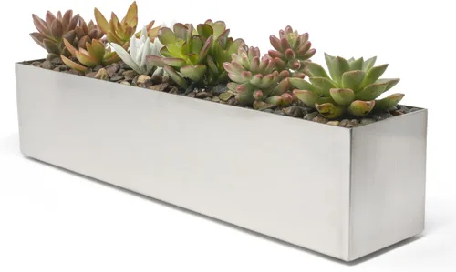 Vista 8 de [Usado] Buhbo Maceta rectangular moderna de acero tipo artesa de 16 pulgadas, negro