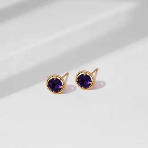 Vista 4 de Tienda Essentials 10k Gold Made with Infinite Elements Imported Crystal Birthstone Stud Earrings (previously Tienda Collection)