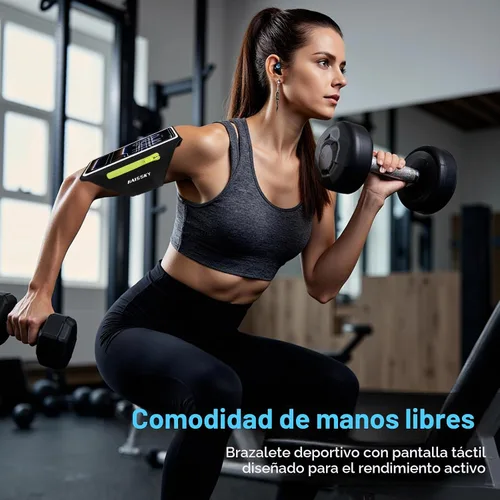 Vista 2 de HAISSKY Brazalete para correr con bolsillo con cremallera y soporte