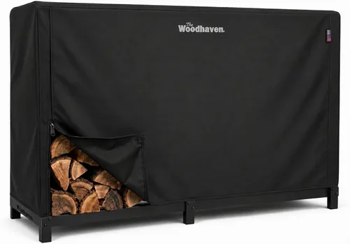 Vista 4 de Woodhaven Cubierta completa impermeable de 3 pies – Cubre 1/8 cable de leña al aire libre – Vinilo reforzado con correas de apertura frontal