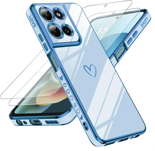 Vista 32 de LeYi Funda para Motorola-G 2025: Love Heart Plating Luxury, Negro