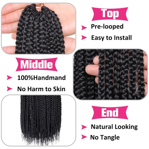 Vista 3 de Unionbeauty - Paquete de 8 trenzas de caja Goddess de cabello a ganchillo, 144 mechones por lote, trenzas de ganchillo preenlazadas, trenzas de caja