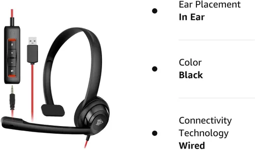 Vista 7 de NUBWO HW02 - Auriculares USB con micrófono con cancelación de ruido y control en línea, súper ligeros, ultra cómodos auriculares de computadora