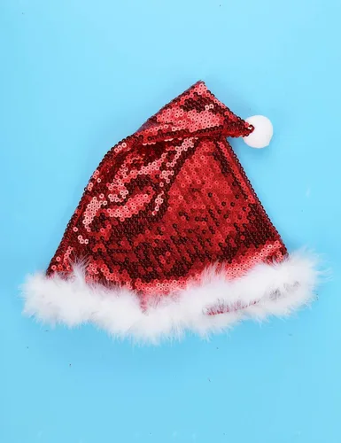 Vista 5 de CHICTRY Disfraz de señora Claus para niña lentejuelas brillantes vestido de fiesta de princesa con sombrero y mangas