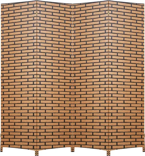 Vista 16 de FDW - Mampara plegable y portátil de madera con diseño de malla tejida para casa y oficina