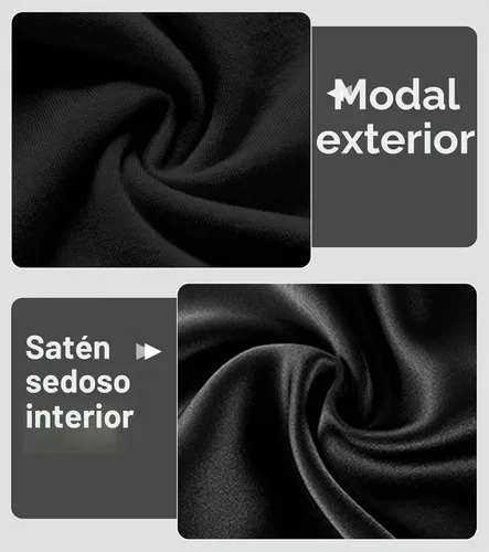 Vista 3 de SECZIPE 2 piezas de cofia de satén de seda para envolver el cabello para dormir, con correa ajustable para cabello rizado, gorras nocturnas Negro