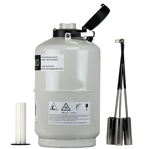 Vista 3 de U.S. SOLID Contenedor criogénico de 10 L, depósito tipo tanque de nitrógeno líquido LN2 con correas, 6 envases