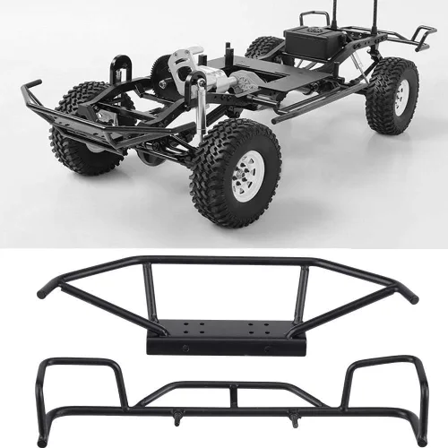 Vista 6 de Parachoques de coche RC, parachoques delantero trasero de metal para parachoques de oruga RC escala 1/10 con protección resistente para entusiastas