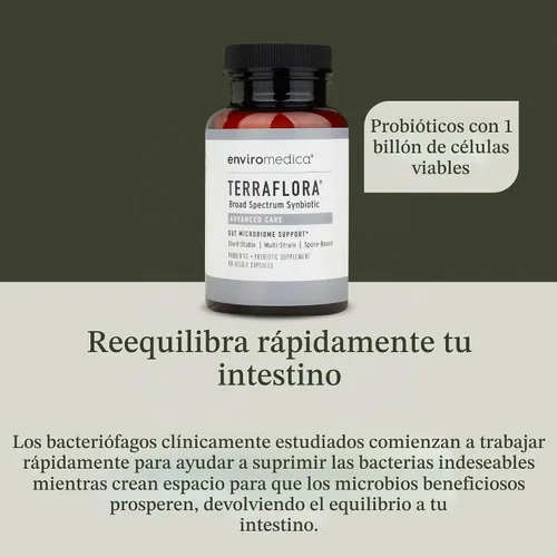 Vista 2 de Enviromedica Terraflora Advanced Care SBO Probiotic + Suplemento prebiótico – un sinbiótico de esporas de bacilo estable a base de suelo