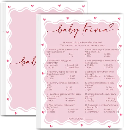 Vista 8 de Tarjetas de juego de peleas familiares para baby shower con tarjeta de respuesta, juegos de baby shower rosa para 30 invitados, tarjetas