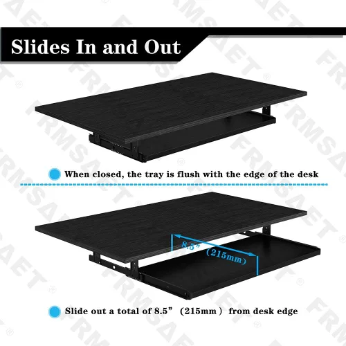 Vista 3 de FRMSAET Accesorios para Muebles Productos de Oficina Conjuntos de Hardware 20/24/30 pulgadas Bandeja para Teclado Soporte de Madera para Debajo