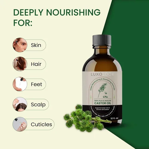 Vista 9 de Aceite de ricino puro (10 onzas), aceite de ricino 100% prensado en frío para el crecimiento del cabello, piel, cejas, pestañas de ojos, uñas