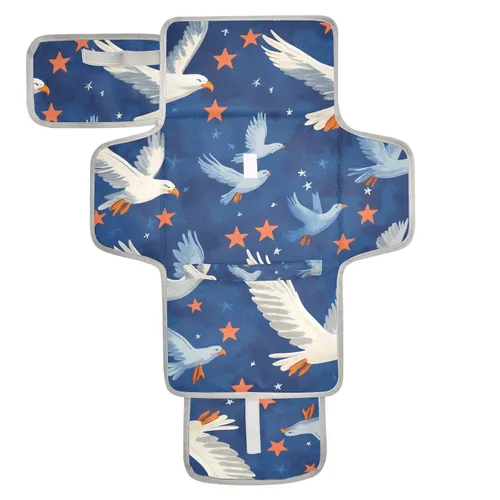 Vista 33 de Cambiador de pañales portátil, cambiador de pañales de viaje, impermeable, plegable, ligero, cambiador de bebé con almohada incorporada, perezosos