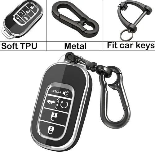 Vista 6 de Kirsnda para Honda funda para llavero, estuche con llavero, protección de TPU suave para llave/piel, 5 botones para 2022 2023 Accord Civic HR-V CR-V