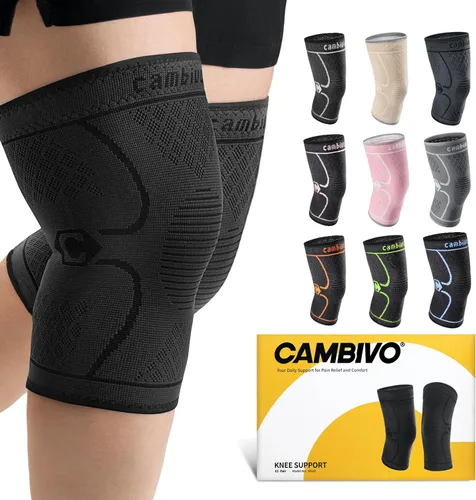 Vista 17 de CAMBIVO - Rodilleras para hombres y mujeres; mangas de compresión y soporte para rotura de meniscos, artritis, alivio del dolor articular