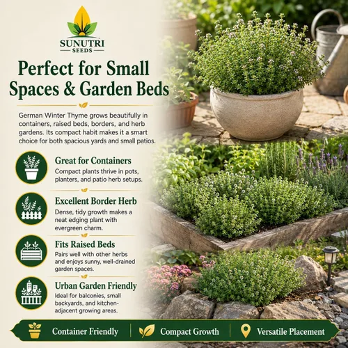 Vista 5 de Semillas de tomillo alemán de invierno para plantar, semillas de hierbas perennes resistentes al frío, tomillo culinario sin OMG para jardines