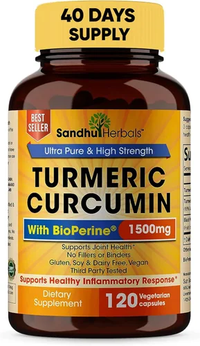 Vista 3 de SANDHUHERBALS Ashwagandha orgánica 4 en 1 con zinc y curcumina de cúrcuma orgánica con extracto de pimienta negra bioperina Apoya el sistema