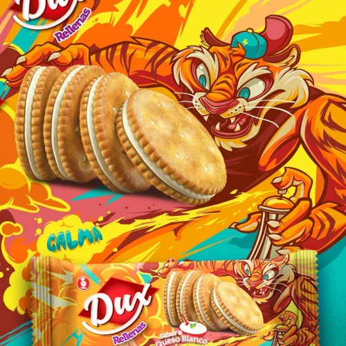 Vista 6 de Dux Sandwich Crackers (paquete de 18) con sabor a crema de queso blanco, Snack Crackers Galletas Dux con sabor a Queso blanco Colombian crakers.