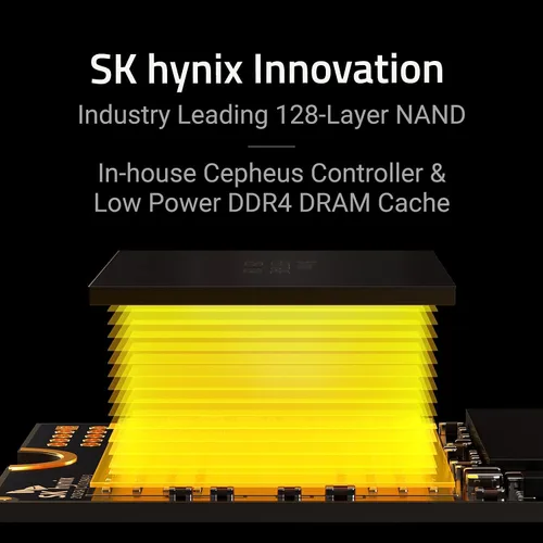 Vista 4 de SK Hynix Gold P31 500GB PCIe NVMe Gen3 M.2 2280, hasta 3500 MB/S, SSD de factor de forma SSD M.2 compacta, unidad interna de estado sólido con flash