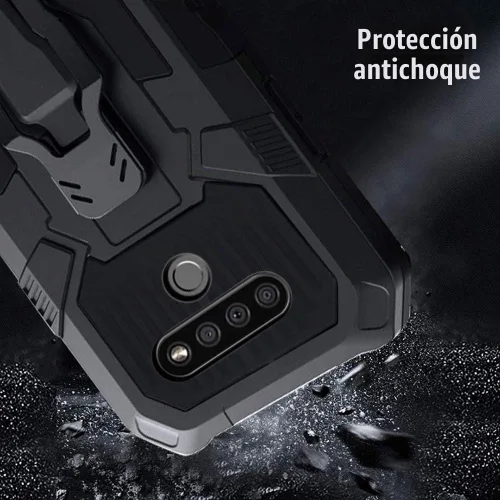 Vista 2 de Funda protectora resistente para LG K51, con protector de pantalla de vidrio templado [paquete de 2] resistente grado militar de 15 pies probada