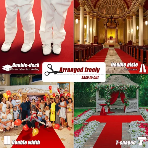 Vista 4 de EZLucky Corredor de Alfombra Roja para Fiestas, 2.6 x 15 pies, Tela No Tejida de Fieltro de 130 GSM, Alfombra Roja de Hollywood para Eventos