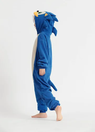 Vista 4 de OGUDEAL Kids Sonic Onesie Halloween Sonic The Hedgehog Cosplay Costume Boys Cartoon Animal Jumpsuit One Piece Outfit Zipper