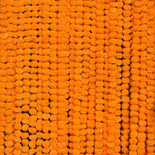 Vista 7 de DIYANA IMPEX Guirnalda de caléndula para decoración, 5 piezas de 5 pies de largo, flores de caléndula artificiales, decoración india para Pooja