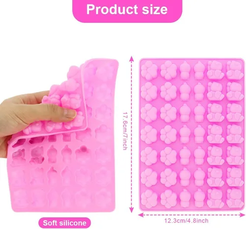 Vista 5 de 3 paquetes de moldes de silicona de grado alimenticio de osito de gomita, molde antiadherente para caramelos, incluye pata para gelatina de gelatina