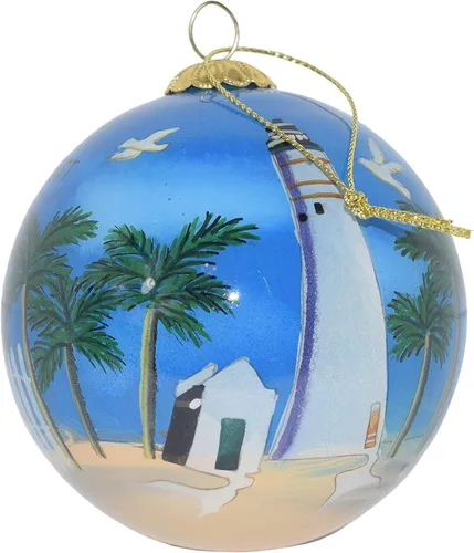 Vista 11 de Adorno de Navidad pintado a mano, vidrio soplado, adorno de árbol colgante, decoración navideña, Key West
