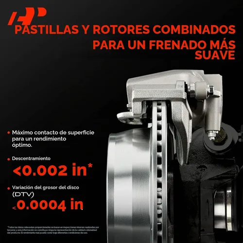 Vista 7 de A-Premium Kit de rotores de freno de disco ventilados delanteros de 10.28 pulgadas (261mm) + pastillas cerámicas compatible con modelos selectos