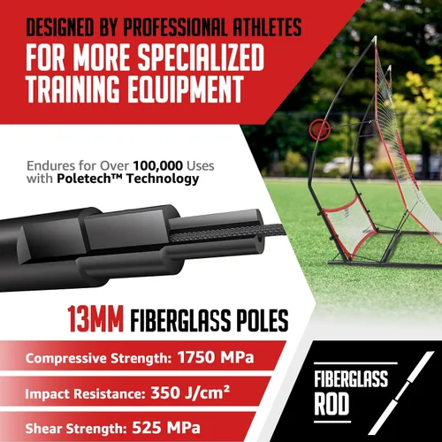 Vista 6 de ZEALFEEL Red de Rebotes de Fútbol, Red de Rebotes de Fútbol 2 en 1, Red Grande de 182 x 142 cm y Red Pequeña de 182 x 46 cm, Red de Rebotes