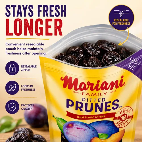 Vista 6 de Mariani Ciruelas pasas sin hueso Frutas secas Aperitivo saludable, vegano y sin gluten para niños y adultos Sin azúcar añadido 32 onzas