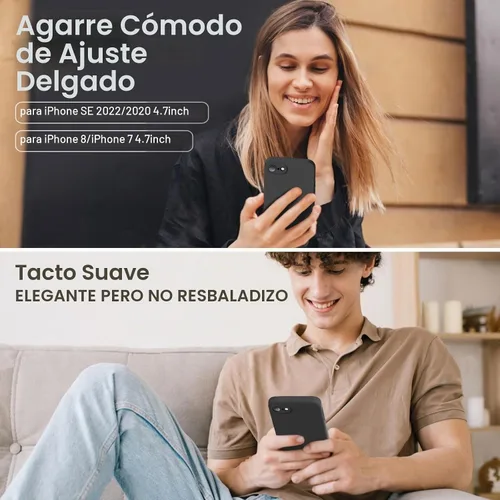 Vista 2 de Vooii Funda para iPhone SE 2022/3rd/2020, iPhone 8/7, silicona líquida mejorada con [bordes planos] [protección de cámara]
