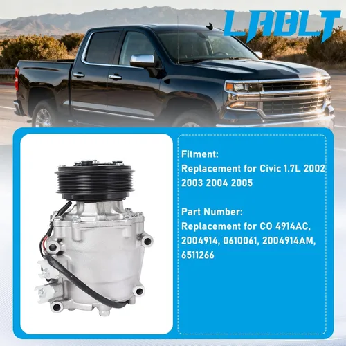 Vista 4 de LABLT Reemplazo del compresor del A/C para Civic 1.7L 2002 2003 2004 2005 Reemplazo para CO 4914AC