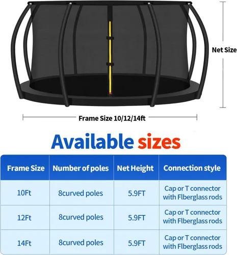 Vista 2 de Anillo superior de repuesto para cama elástica para 8 postes curvos, red de seguridad redonda, accesorios de trampolín con hebillas de protección