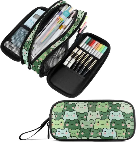 Vista 22 de Fustylead Estuche para lápices de gran capacidad para notas musicales, bolsa de maquillaje multiusos, bolsa de almacenamiento para oficina