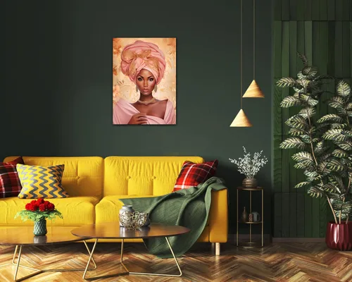 Vista 289 de Arte de pared afroamericano, decoración de rey y reina bailarín negro para sala de estar, arte de pareja de amor negro para dormitorio, lienzo