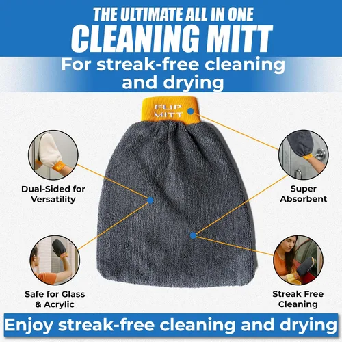 Vista 6 de Flipper FLIP-MITT - Manopla de limpieza de microfibra, rizo de doble cara + guante de microfibra para limpieza de casa, pulido de vidrio, derrames