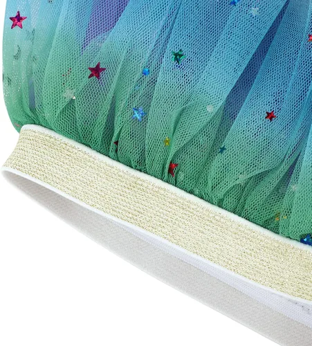 Vista 3 de Zando Falda tutú brillante en capas para niñas, vestido de ballet para danza, falda de tul con lentejuelas para niños, disfraz de cumpleaños