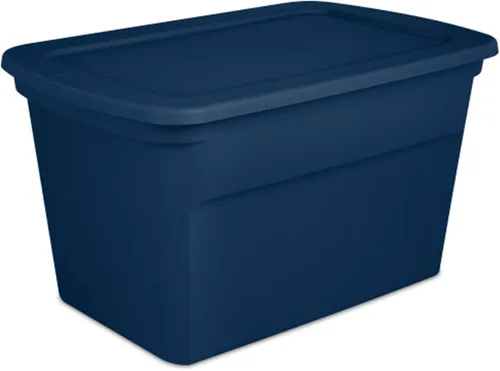 Vista 7 de Sterilite Paquete de 6 contenedores de almacenamiento de plástico con tapas a presión, 30 galones, azul marino, organizadores apilables