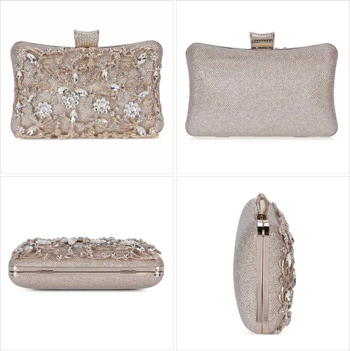 Vista 3 de Tanpell Bolso de mano de cristal para mujer bolso de mano de boda con diamantes de imitación para novia graduación cóctel fiesta