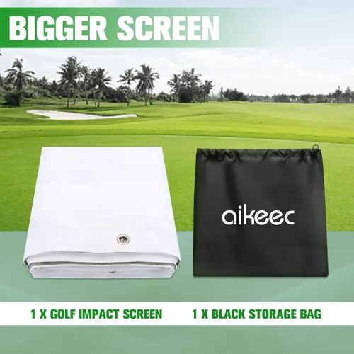 Vista 6 de aikeec Golf Simulator Impact Screen: 7mm Thickened hScreen for Indoor/Home/Garage Training - Ultra Clear Impact Screen with 32 pcs Grommets Holes